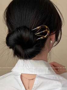 5/3/2/1pcs French U-Shaped Hair Clips Vintage Acetate Hair Accessories For Women Daily Wear Random Color - Multicolor - View 4