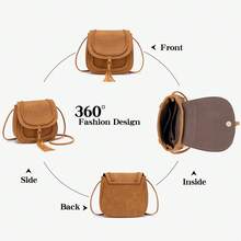 FOREVER MIYIN Women Saddle Crossbody Bag, Large Capacity Boho Purse With Braided Trim Tassel & Magnetic Snap For Daily Festival Travel - Multicolor - View 8