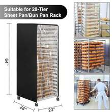 Speed Rack Cover - Funda de 20 niveles para panadería comercial con cierre, 58.42 x 71.12 x 162.56 cm, para panadería, impermeable, a prueba de polvo, color negro - Ver 5