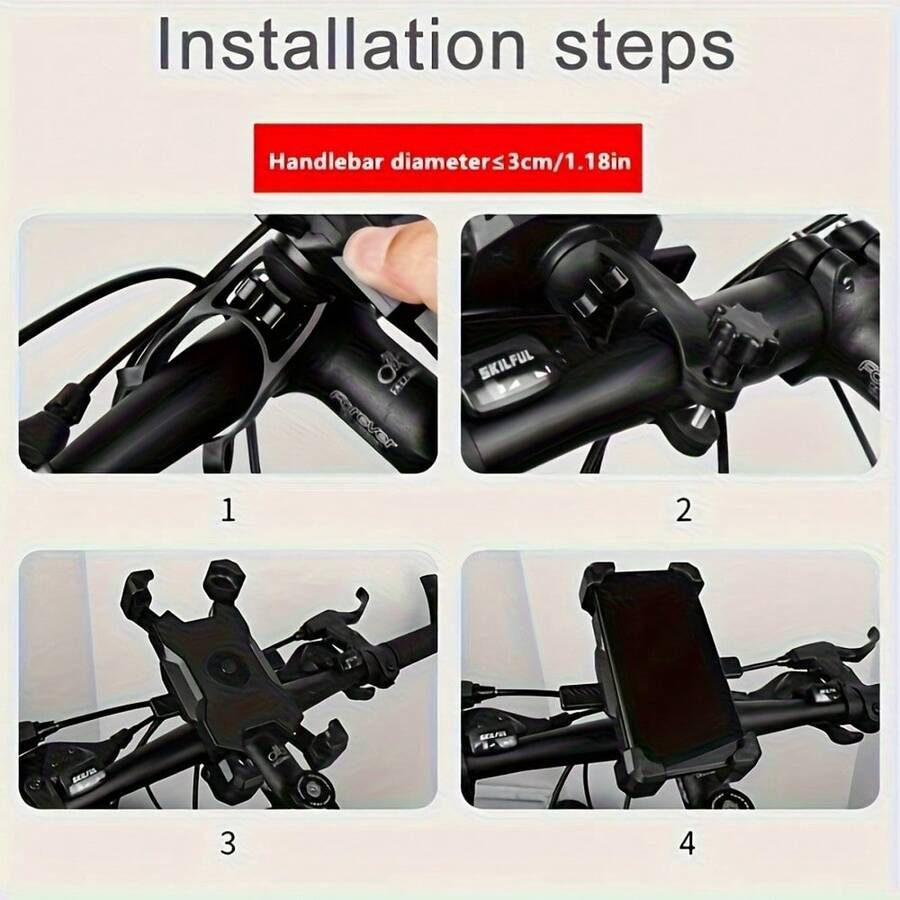 1pc Adjustable Bicycle And Motorcycle Phone Holder - Easy Installation, 360° Rotation, Stable Grip, Suitable For Various Phone Sizes, Made Of Durable ABS Material, Bicycle Accessory, Suitable For Various Models, Easy Installation - Multicolor - View 1