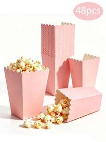 48//24/12/Pcs/1 Pc White Popcorn Boxes, 2 X 4.5 X 3 Inch Mini Popcorn Boxes For Movie Night Decorations, Christmas/Halloween, Back To School Season - Pink - View 10