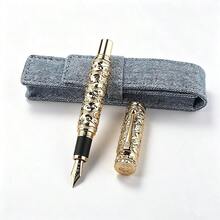 Luxury Gold Embossed Cloud Pattern Fountain Pen Vintage Metal Carved M Nib Business Signature Writing Pen Collectible Gift Stationery - Huabiao - View 11
