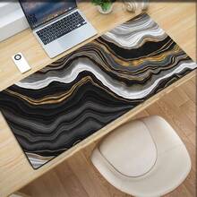 Luckybutterfly 1PC Black Gold Marble Large Mouse Pad, Luxury Agate Swirl Pattern Non‑Slip Extended Desk Mat For Gaming Office Keyboard - Black and White - View 8