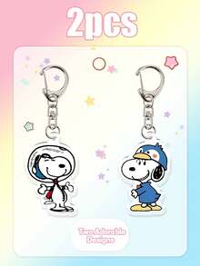 Snoopy Peanut Comic Cartoon Series Acrylic Bag Hanger, Featuring Space Astronaut Snoopy And Funny Penguin Costume Snoopy, Rust-Proof Metal Hardware, Stylish Accessory For Personal Items - Multicolor - View 10