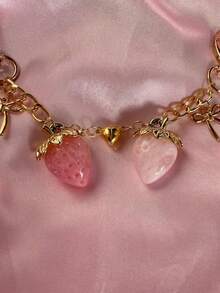 Accessoire de chaîne de breloque de sac fraise douce, pendentif de chaîne à nœud avec fermoir mousqueton en forme de cœur, style esthétique rose mignon, accessoire de sac à dos et de sac à main pour filles, porte-clés exquis, pendentif fraise en résine transparente avec décoration de nœud, palette de couleurs rose doux, peut décorer les sacs à main, les sacs bandoulière, les sacs à dos, très accrocheur en tant que breloque de sac, convient pour les cadeaux de couple, les cadeaux d'anniversaire, les cadeaux de fête, les charmes de sac à dos, les cadeaux de remise de diplôme, les accessoires quotidiens, la décoration de la maison, les cadeaux pour les meilleures amies - Multicolore - Voir 4