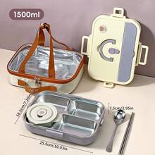 304 Stainless Steel Lunch Box, Bento Box Adult, Leakproof Japanese Bento Box With Utensils And Soup Bowl, Microwaveable Metal Lunch Box, Stainless Steel Containers With Lids, For School Student - Multicolor - View 20