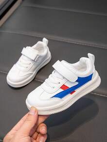 1 Pair PU Leather Fashion Lightweight Comfortable Little Girls Shoes Spring/Autumn Embroidered White Low-Top Baby Sneakers - Blue - View 4