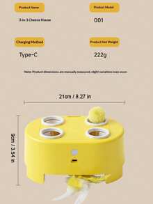 Smart Automatic Cat Whack-A-Mole Toy, Triple Cheese House Interactive Pet Toy With Pop-Up Ball And Hanging Feathers, USB Rechargeable Indoor Kitten Self-Entertainment Toy, Puzzle Hunting Game Toy, Suitable For Single Cat Or Multi-Cat Households - Multicolor - View 3