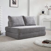 Double Sofa Bed Velvet Black Frame - 140 X 100 Cm - 淺灰色 - 查看 1