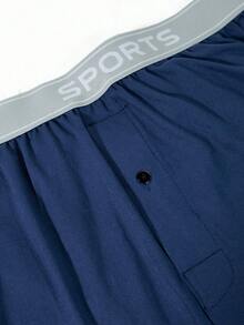 2pcs Random Men's Long Boxer Briefs, Polyester Fabric, Soft And Comfortable, Suitable For Casual Home Wear, Men's Gift - Multicolor - View 4