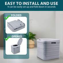 Crystals 24L Portable Folding Camping Toilet - Heavy Duty Foldable Commode For Outdoor & Emergency Use - Grey - View 5
