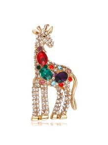 1pc Exquisite Fashion Giraffe Brooch, High-End Creative Fashion Animal Pin Corsage, Versatile Clothing Decoration Accessory - Gold - View 5