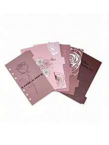 1 Set (6pcs) Rose Prologue Series Loose-Leaf Dividers, 6-Hole Loose-Leaf Notebook Inner Page Dividers, A6 Planner Refill Divider Pages, Floral Pattern, Ins Style, Sketch Rose Pattern Index Classification Pages, Compatible With A6 6-Hole Loose-Leaf Notebook Planner Storage Decoration Accessories, Back To School - Divider - View 5