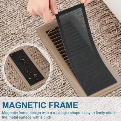 6pcsPVC Floor Vent Magnetic Vent Covers, Magnetic Exhaust Mesh Covers, Home HVAC Vent Anti-Insect Mesh, Wall/Ceiling/Floor Vent Filters, Durable And Stylish Ventilation Solutions, Modern Ventilation Covers, Durable Mesh Material