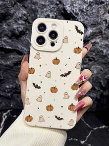 1pc Personalized Halloween Pumpkin Ghost Bat Pattern White Pupil Full Coverage Lens Anti-Drop Anti-Fingerprint Phone Case Compatible With IPhone 16/16Pro/16Plus/15/15ProMax/15Pro/11/12/13/14ProMax/11Pro/11ProMax/12Pro/12ProMax/13Pro/13ProMax/14Pro/14ProMax Soft Shell Premium Creative - Multicolor - View 3