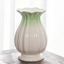 1pc 3D Lemon Embossed Ceramic Vase, White Wavy Edge, Decorative Vase, Home Tabletop Centerpiece - Multi-color - View 16