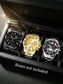 2/3pcs New Men's Watch Set, Stainless Steel Material, Suitable For Daily Wear, Father's Day, Valentine's Day Gift - A - View 2