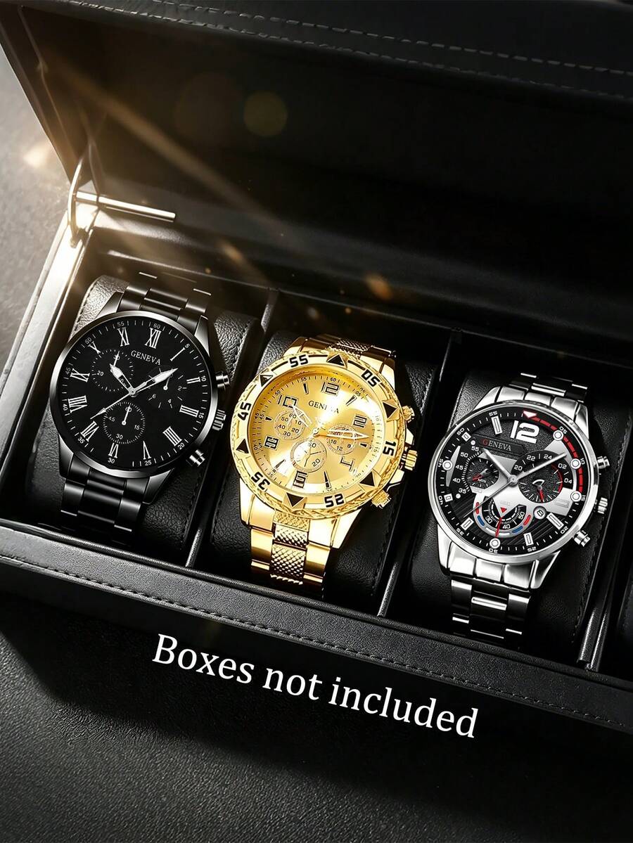 2/3pcs New Men's Watch Set, Stainless Steel Material, Suitable For Daily Wear, Father's Day, Valentine's Day Gift