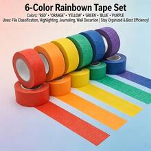 6 Rolls Colorful Masking Tape Set 10m/Roll 10mm Wide Removable No Residue Colorful Packaging Stickers Multi-Purpose Art Tape Suitable For Painting, Crafts, School Assignments, Scrapbooking, Decoration - One Size Fits All - View 2