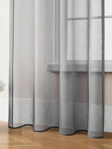 1pc Transparent Sheer Curtain, 84 Inches Length – Home Decor, With Perforated Design, Lightweight And Breathable, Elegant Style, Suitable For Bedroom/Living Room, With Light Filtering Function (1 Panel, 52 Inches Wide, 84 Inches Long) - Dark Grey - View 5