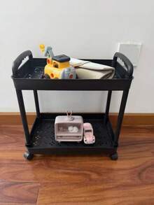 1 pieza Carrito de almacenamiento multifuncional móvil para sala de estar, cocina, dormitorio, baño, organización del hogar, estantería, decoración de la habitación, solución de almacenamiento utilitario, unidad de estantería con ruedas - Negro - Ver 13