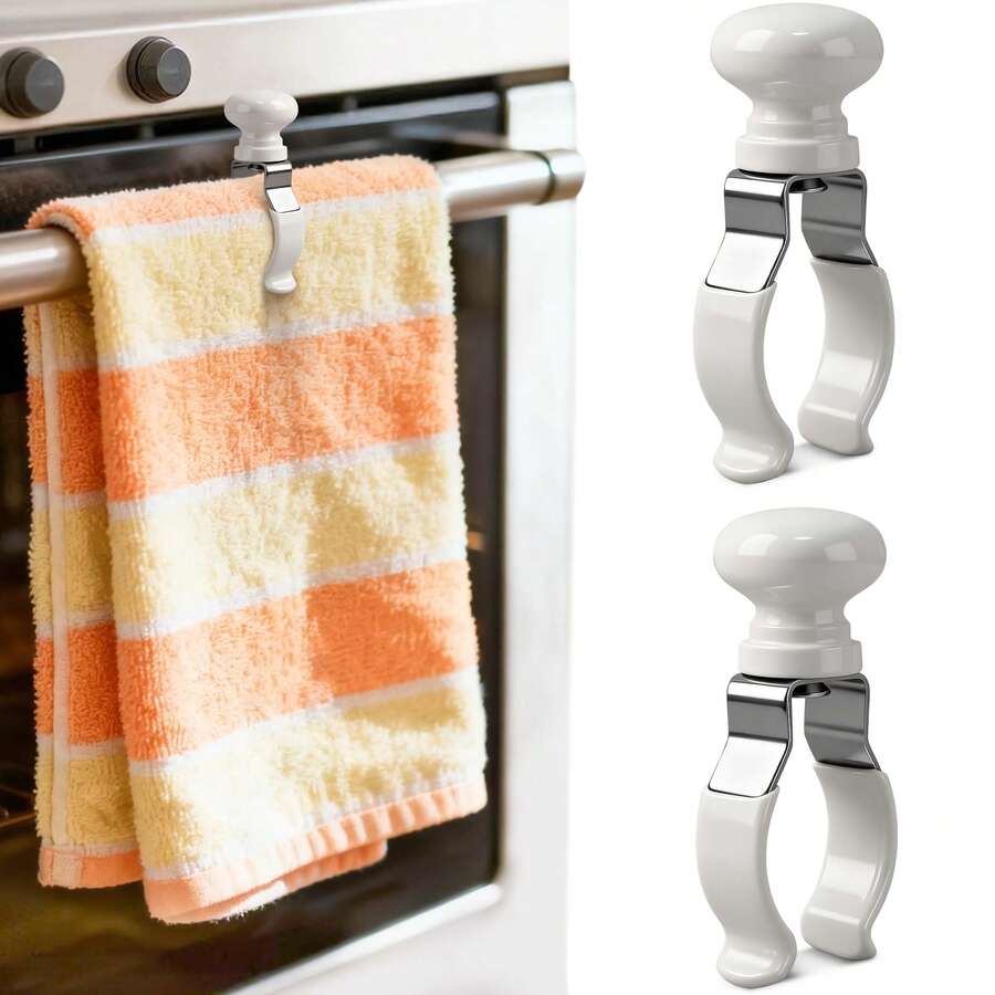 Kitchen Towel Rack, Heat-Resistant Steel - Provides Strong Grip For Thick Towels And Linens In Microwave, Oven And Dishwasher | Practical Kitchen Storage Box, Ideal Gift For Housewives And Mothers, White - Multicolor - View 1