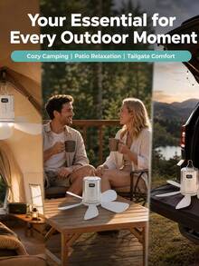 1pc Portable Hanging Tent Fan With Night Light,Battery Operated Ceiling Fan,Quiet 5‑Blade Mini Camping Fan Remote‑Controlled For Outdoor Camping RV Bedroom - 1 - View 9