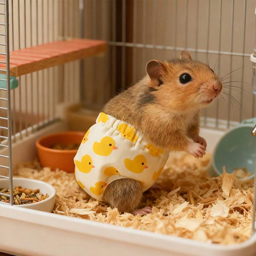 Cute Duck Print Hamster Diaper, Washable Breathable Pet Underwear, Suitable For Small Rodents, Leak-Proof Design, Ideal For Cage Hygiene And Travel - one-size - View 1
