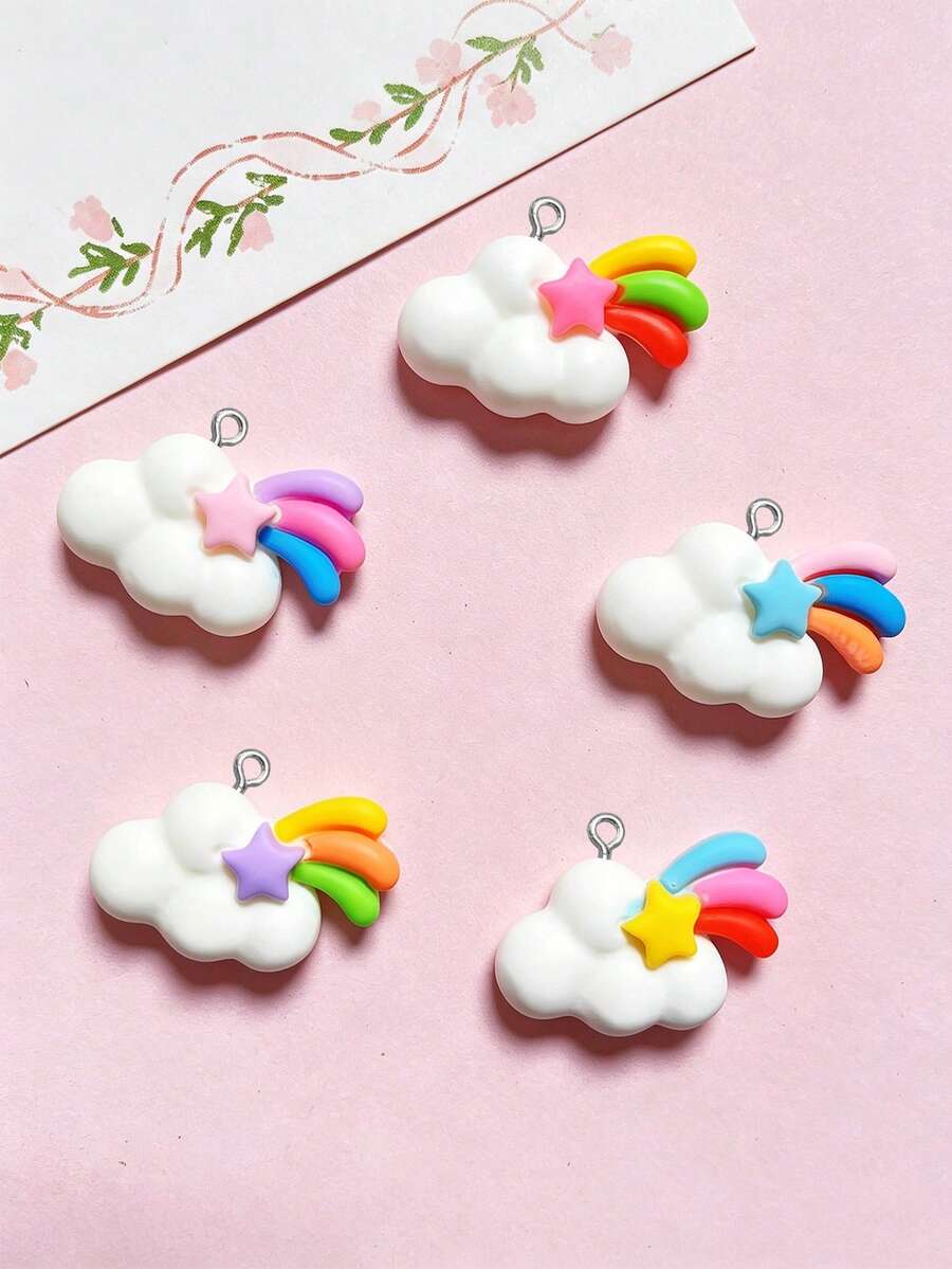 10/20/100pcs Creative Shooting Star Cloud Pendant Charms DIY Handmade Keychain Bag Pendant Accessories - Clouds - View 1
