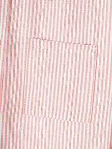 Girls' Long Striped Cotton Shirt, Spring/Summer, Korean Style, Holiday, Summer, Travel - Pink - View 4