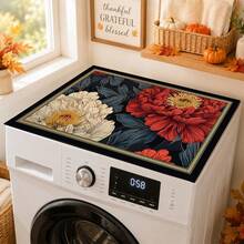 1PC Vintage Luxury Peony Print Washing Machine Top Mat, Non‑Slip Dust‑Proof Washer Dryer Counter Protector Pad, Retro Laundry Room Home Decor - Multicolor - View 11