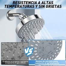 Ducha De Alta Presión De Acero Inoxidable Ajustable 5 Modos - Negro-1 ud. - Ver 10