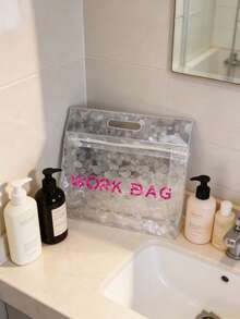 WORK BAG 手提收納袋 PVC 防水盥洗包 大容量化妝包，可用作通勤文件袋、健身收納袋、商務出差旅行盥洗包、雜物手提包，適合上班族、健身愛好者、學生、商務旅客，適用於中秋節、國慶日、新工作、生日禮物，結合化妝品收納、文件收納、泳衣收納、盥洗用品分裝、通勤、健身、短途旅行、宿舍等多場景防水透明手提包 - 彩色 - 查看 4