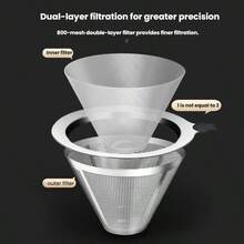 Coffee Filter, Coffee Filter Net, Drip Coffee Maker Set, Paperless Ultra-Fine Mesh Coffee Funnel - One Size Fits All - View 3