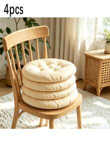 4pcs Casual Style Polyester Chair Pads, Soft Round Seat Cushions, Durable Knitted Design, Suitable For Garden, Dining Room, Office And Living Room Chairs - A - View 12