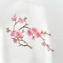 1PC/2PCS Plum Blossom Embroidered Patch, Winter Plum Embroidered Patch - White, Red, Pink And Brown Tones - Perfect For DIY Projects And Clothing Accessories - Multicolor - View 12
