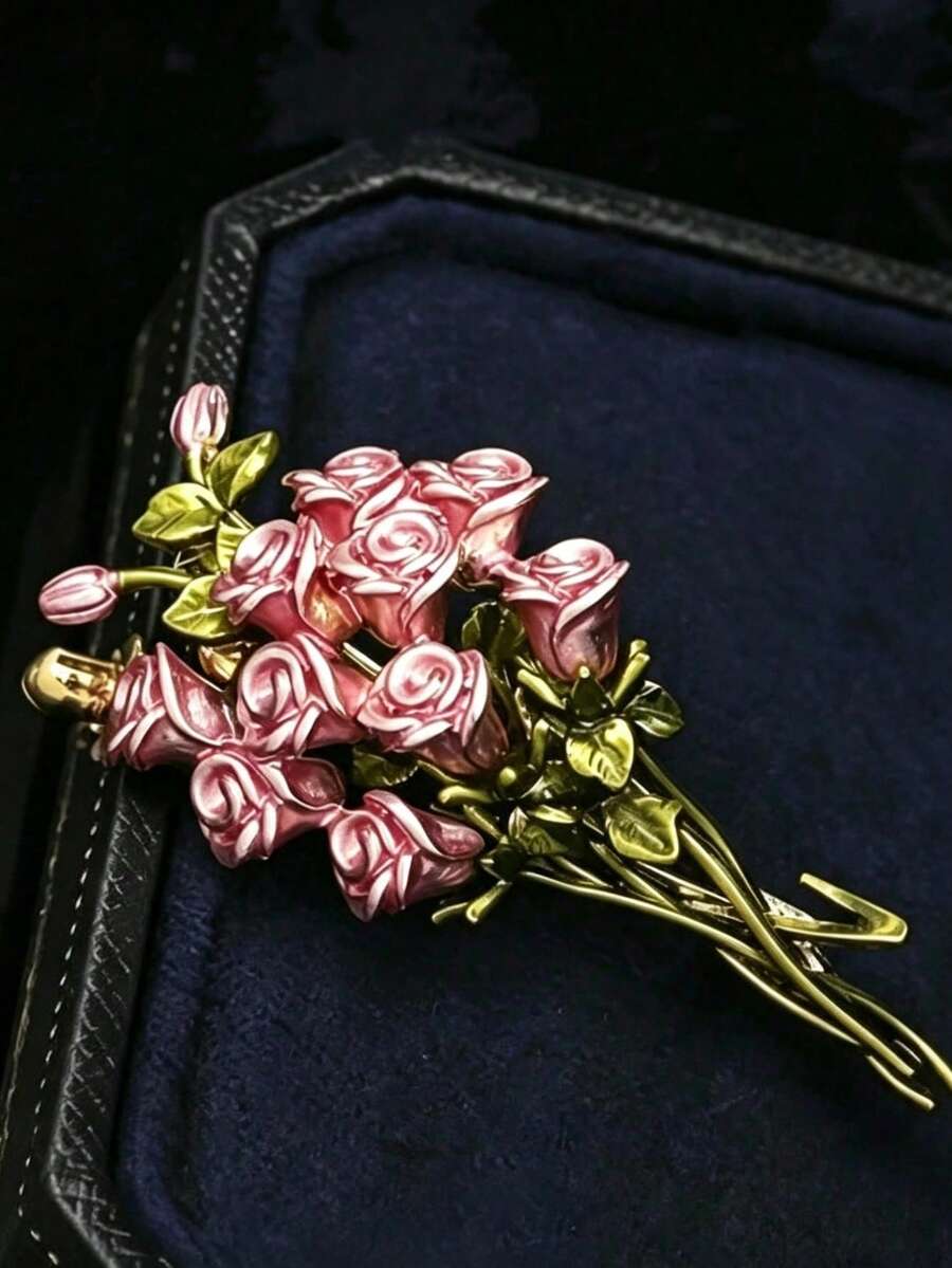 1 Vintage Rose Brooch, Elegant Bouquet Brooch, Vintage Versatile Style Plant Brooch, Suitable For Parties, Graduation Ceremonies, And Birthdays - Brooch - View 1