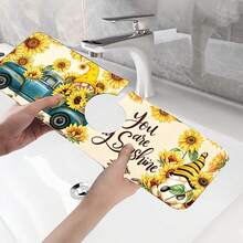 1pc Thanksgiving Floral Pattern Rubber Faucet Splash Guard, Bathroom Faucet Splash Pad, Mud Guard, Moisture-Proof Anti-Slip Faucet Pad, Kitchen Countertop Accessory. Protect Your Kitchen Countertop. - Multicolor - View 10