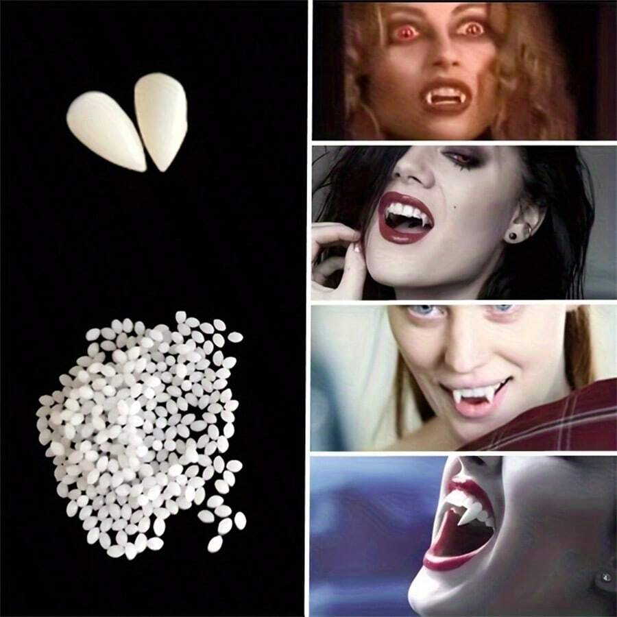 Halloween Vampire Fangs Set - DIY Role Play Teeth With Adhesive, Suitable For Day Of The Dead And Party Decoration, Dental
