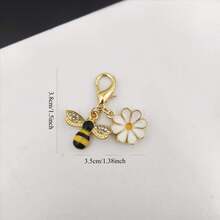 1/5/10pcs White Daisy & Rhinestone Bee Lobster Clasp Keychain Set, Sweet Sunflower Floral Pendant, Bag/Wallet/Backpack/Handbag And Car Charm, Ideal Gift For Wedding, Party, Graduation, Halloween - Multicolor - View 10
