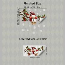 2D Flat Style, 1pc 2D Peeking Plaid Snowman Static Cling Window Sticker, Glue-Free Double-Sided Snowy Winter Holly Berry Branch Snowflake Decal, Reusable PVC Winter Christmas Glass Sticker, Suitable For Home, Cafe, Store Holiday Window Decoration - A - View 2