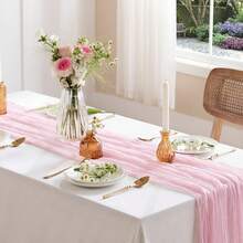 1pc Cheesecloth Table Runner, Semi-Transparent Gauze Tablecloth, Bohemian Or Rustic Style Wedding Table Decor, Suitable For Wedding Decoration, Arch Drapery, Bridal Shower, Holiday Party Decor - Multicolor - View 31