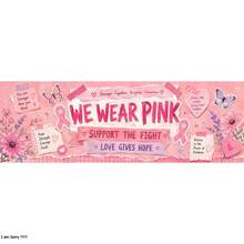 1pc Tablecloth Table Skirt, Pink Ribbon Butterfly Floral Heart Scrapbook Awareness Print Decor, Suitable For Charity Fundraising, Hospital Buffet, Support Booth, Community Event, Health Reception, Counter Decoration - A - View 6