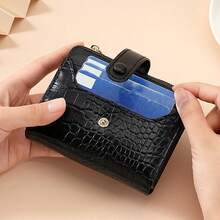 Dompet Multi-Kartu Tekstur Buaya Warna Macaron Dompet Pendek untuk Wanita Tempat Kartu Perjalanan Portabel Ringan Tahan Lama Bergaya untuk di Rumah - MultiWarna - View 3