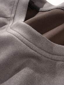Retro Washed Fuzzy Cargo Tracksuit, Men Raglan Crew Neck Sweatshirt Drawstring Cargo Joggers Casual 2‑Piece Outfit - Dark Grey - View 11