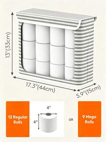 Toilet Paper Storage Bin With Flip‑Top Lid, Striped Fabric Bathroom Toilet Roll Organizer, Waterproof Dust‑Proof Tissue Container For Bathroom Vanity Cabinet - Multicolor - View 4