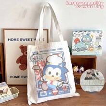 Cute Sonic The Hedgehog Canvas Tote Bag, Cartoon Character Shoulder Handbag, Reusable Large Capacity Shopping Bag For Students Daily Use Asmodee - Multi-color - View 10