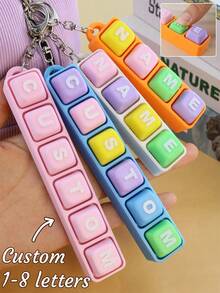Customized Keyboard Keychain, Cute Macaron Color Bag Charm Key Chain, Personalized Name Gift For Friends And Colleagues, Customized Letter Keychain, Customizable - Multicolor - View 1