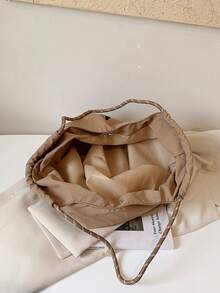 New Vintage Pentagram Large Capacity Commuter Tote Bag Handbag - Khaki - View 8