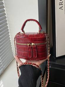 Lightweight Mini Chain Bag Quilted Handbag Bucket Bag Suitable For Girls, College Students And Office Workers - Burgundy - View 2